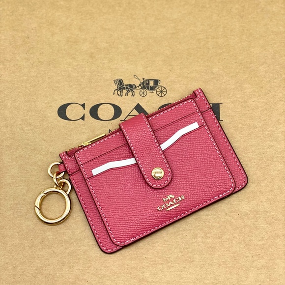 Coach Rose Card Holder with Key Ring Pink - Picture 2 of 12
